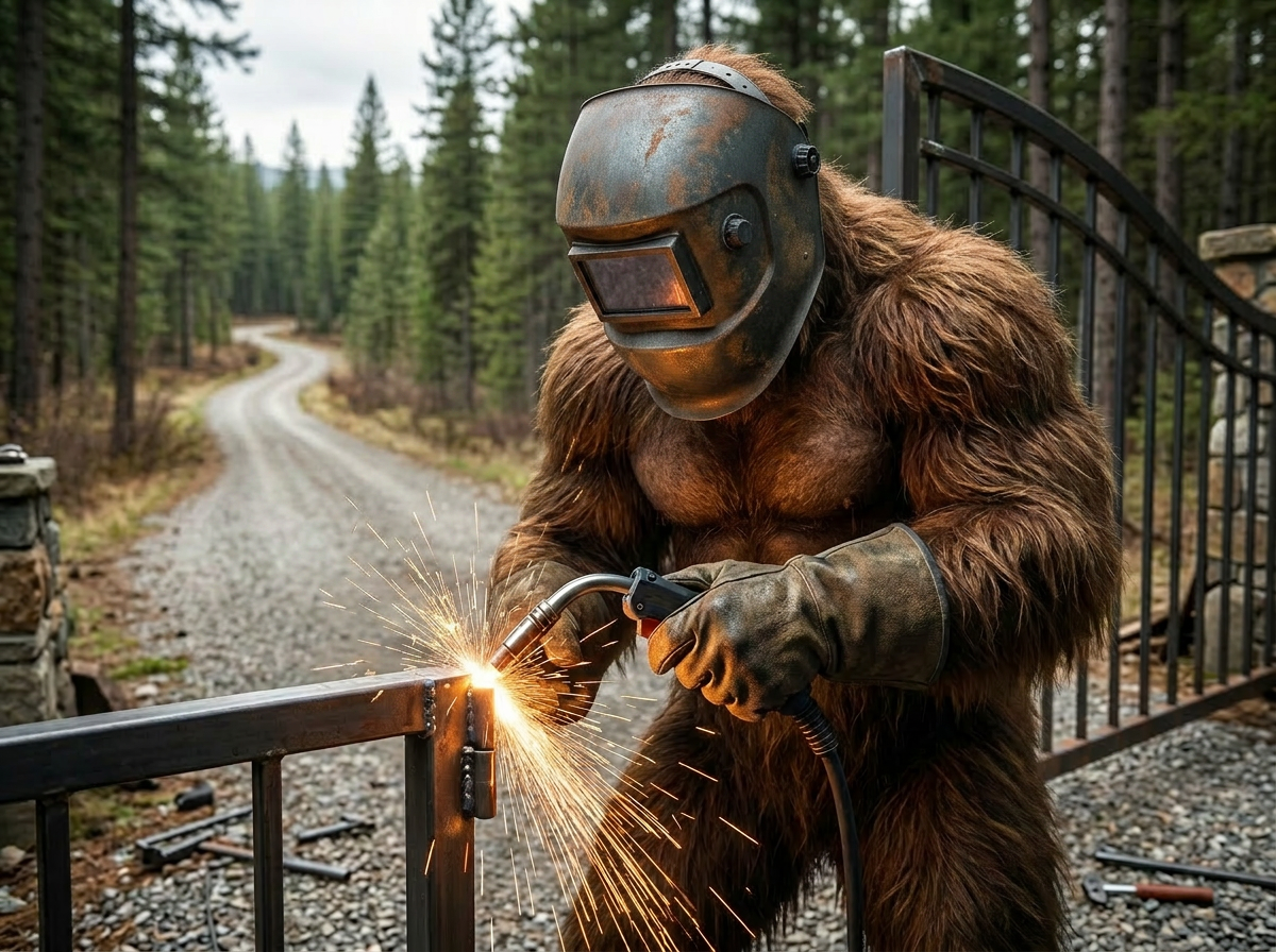 Mobile welding sparks at a job site in North Idaho